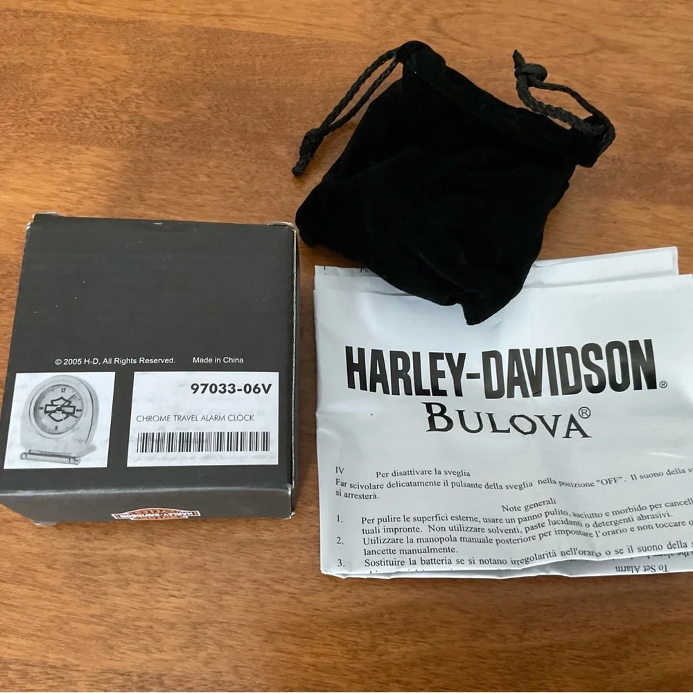 Harley Davidson Bulova Chrome Alarm Clock New In Box 97033-06V